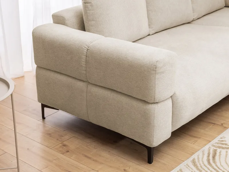 S-Style Möbel Ecksofa Cardea in Bubble-Optik aus weichem Strukturstoff mit hohem Sitzkomfort, mit Wellenfederung, Beige, – Produktbild 4 von 5