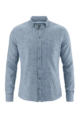 HempAge Hempage Herren vegan Hemd Gestreift Rauchblau – Produktbild 1 von 1