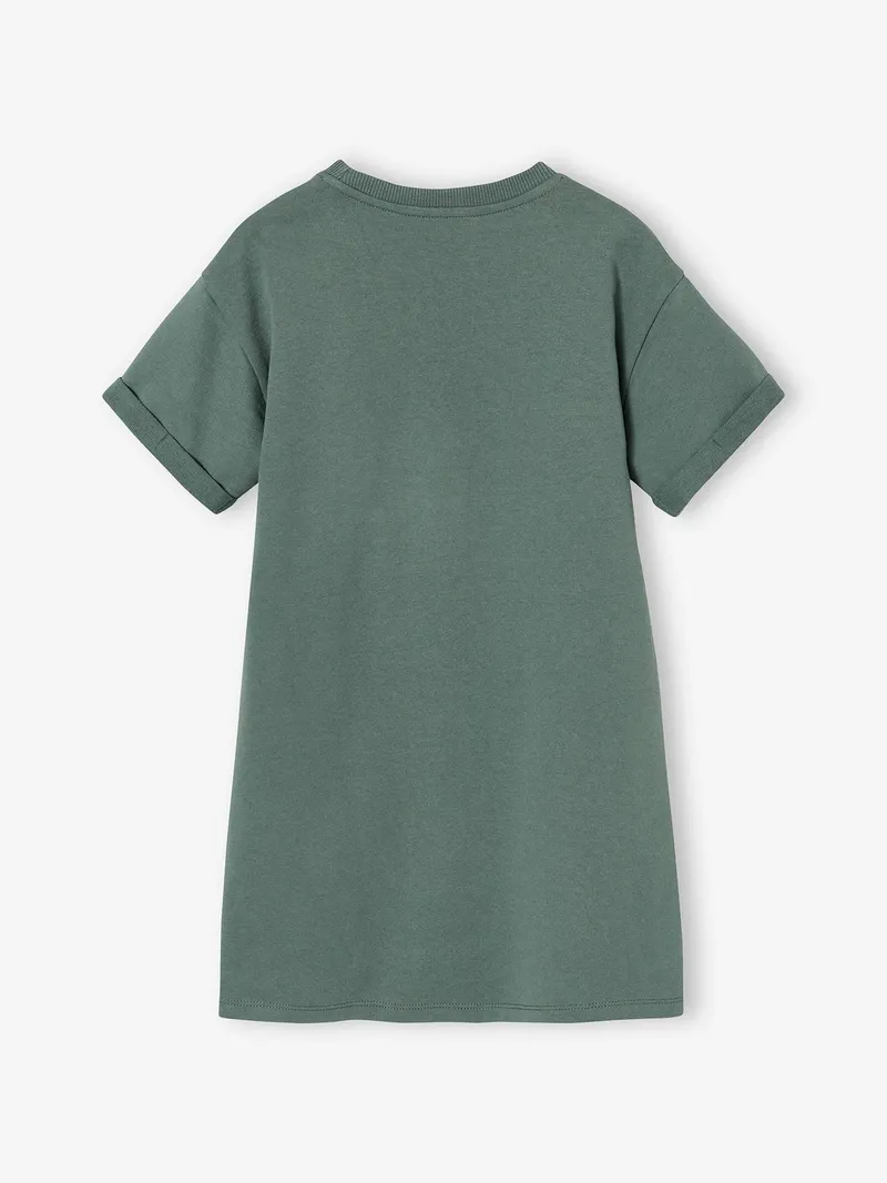 Vertbaudet Leichtes Mädchen Sweatkleid mit Aufdruck, Grün, – Produktbild 2 von 3
