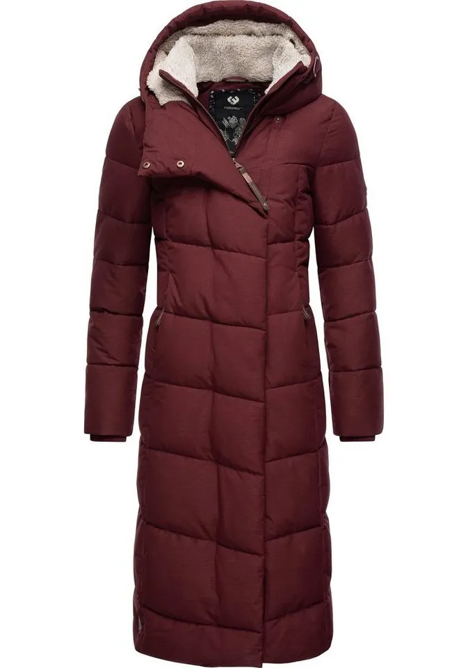 ragwear ragwear Wintermantel Pavla Long extralanger Winterparka mit Teddyfutter und Kapuze, Rot, – Produktbild 2 von 4
