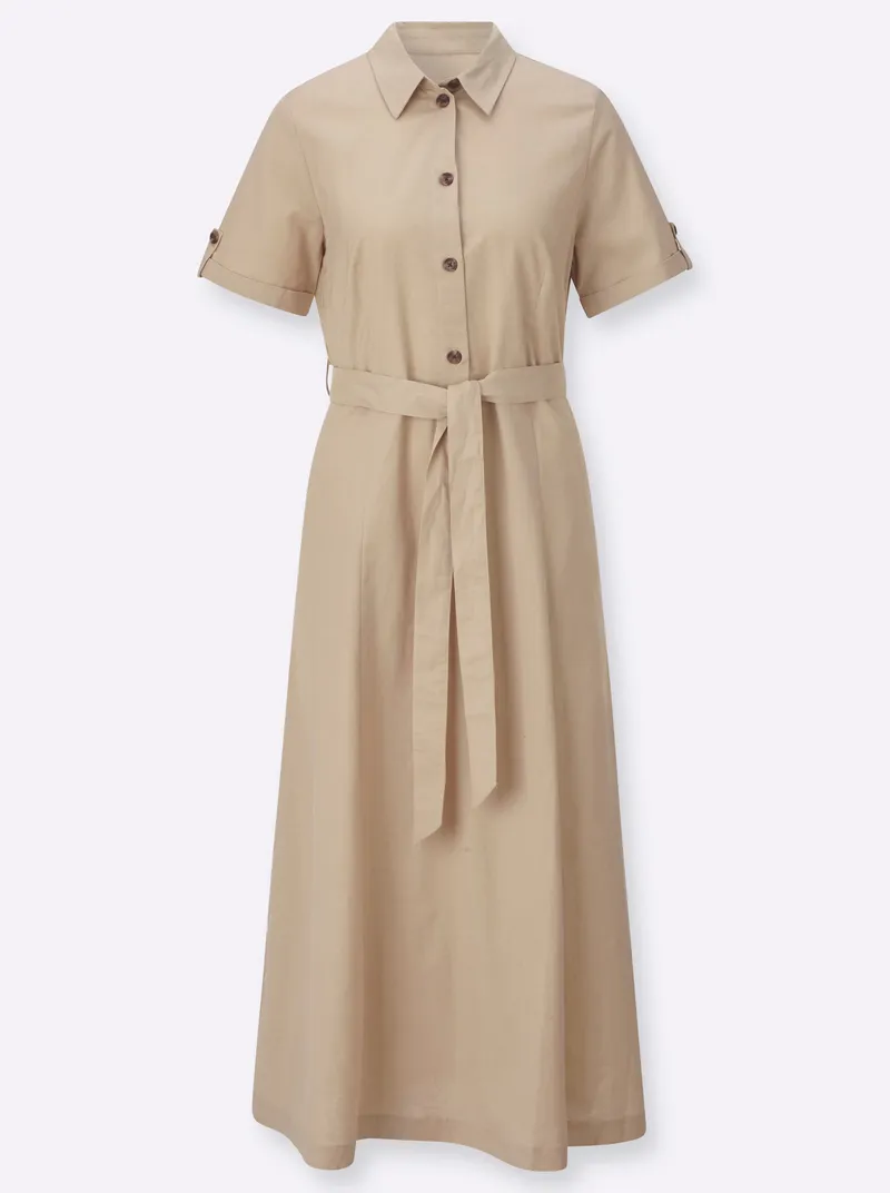 Witt Hemdblusenkleid beige, Beige, – Produktbild 1 von 2