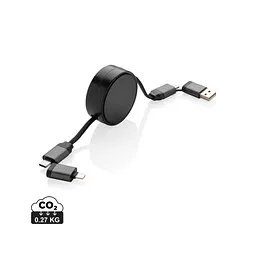 XD Xclusive Terra aufrollbares 6-in-1-Kabel aus RCS recyceltem Aluminium, grau – Produktbild 1 von 1