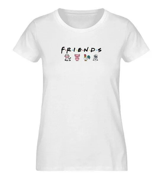 Team Vegan Team Vegan Friends - Damen Organic Shirt, Weiss, – Produktbild 2 von 3