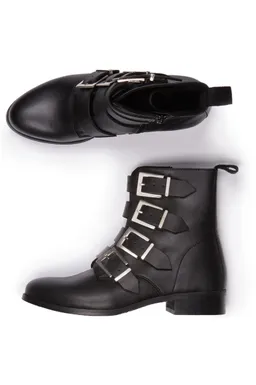 Will's Vegan Store Will's Vegan Store Damen vegan Biker Boots 4 Strap Schwarz – Produktbild 1 von 1