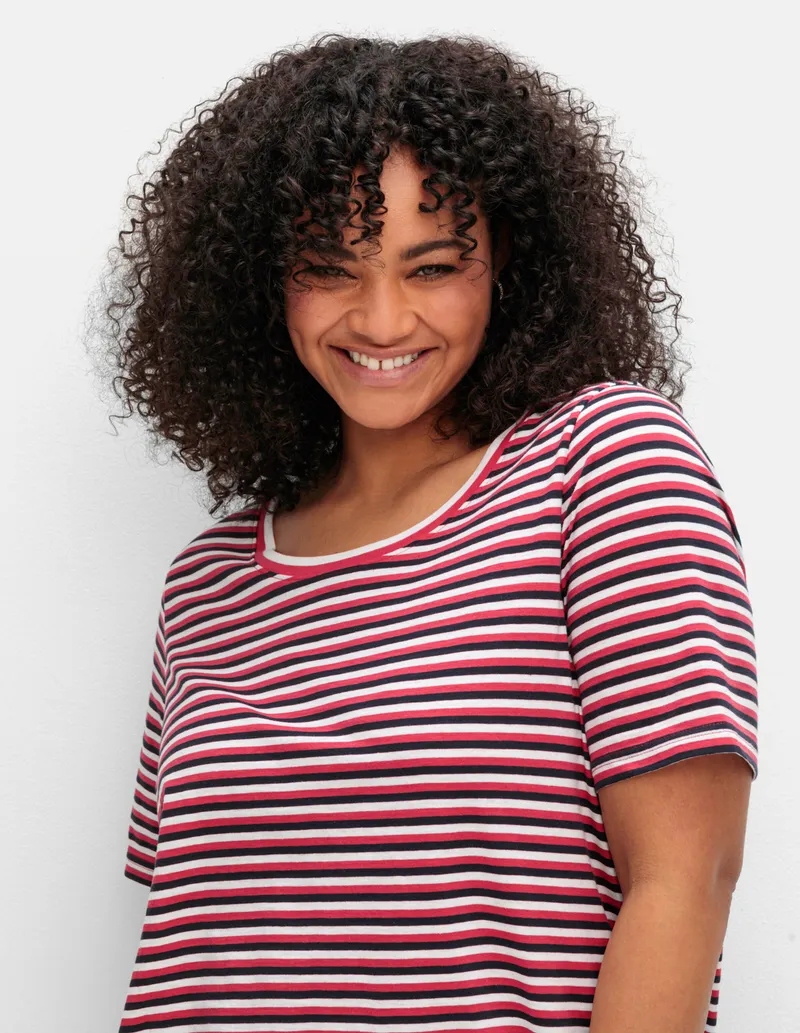 sheego Streifenshirt tiefblau-gestreift, Tiefblau-gestreift, – Produktbild 2 von 2