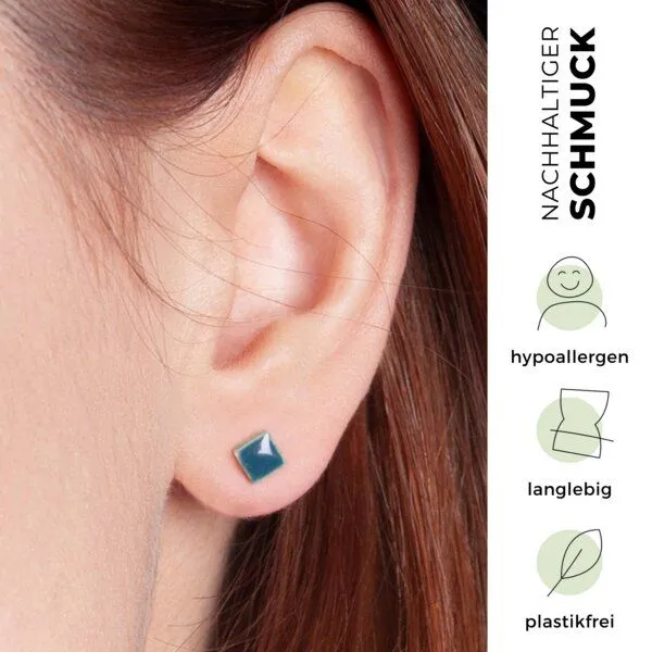 ALEXASCHA ALEXASCHA Minimalistische Keramik Ohrstecker, mini | PUREFORM, Petrol, – Produktbild 3 von 4