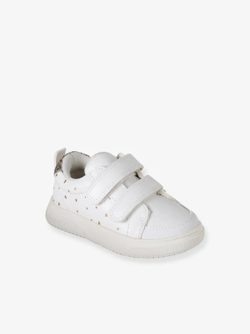 Vertbaudet Vertbaudet Baby Sneakers mit Klettverschluss und enen Details, Weiß bedruckt, – Produktbild 1 von 4