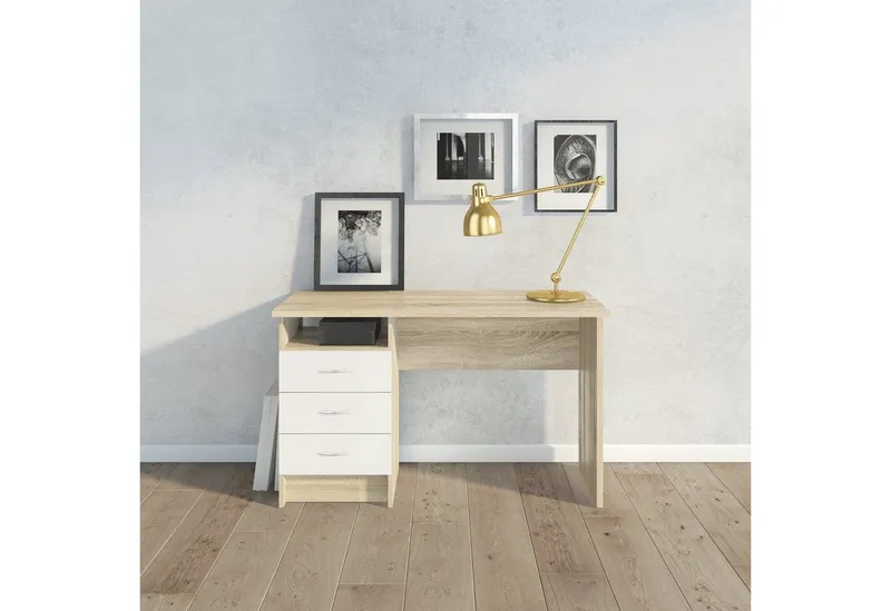Home affaire Schreibtisch Function Plus, Arbeitstisch, Bürotisch, Computertisch mit 3 Schubladen, Breite 120 cm, Tiefe 48 cm, Weiß, – Produktbild 5 von 5