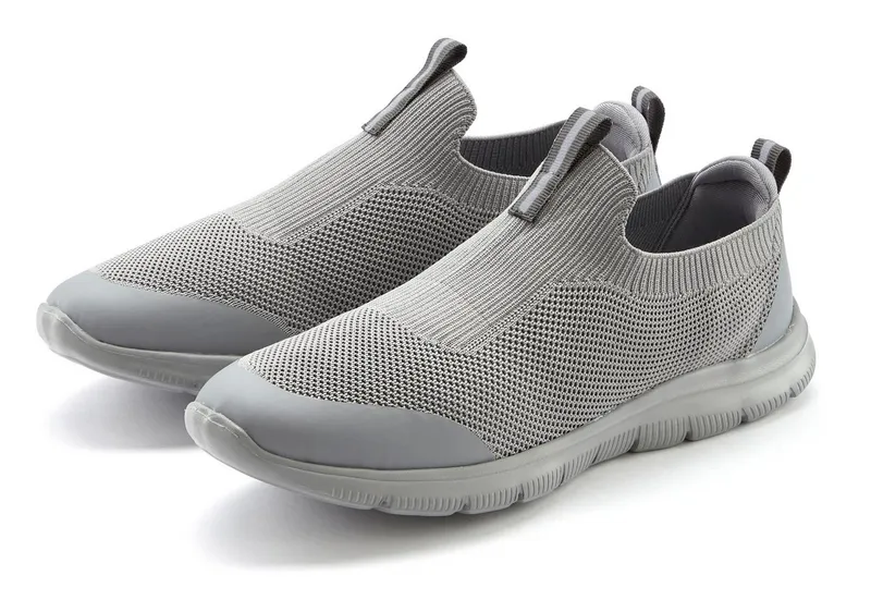 John Devin John Devin Slipper, Freizeitschuh, Textilschuhe, Stoffschuhe, Turnschuh Sneaker Slip-On-Sneaker mit ultraleichter Sohle Unisex VEGAN, Blau|grau, – Produktbild 2 von 5