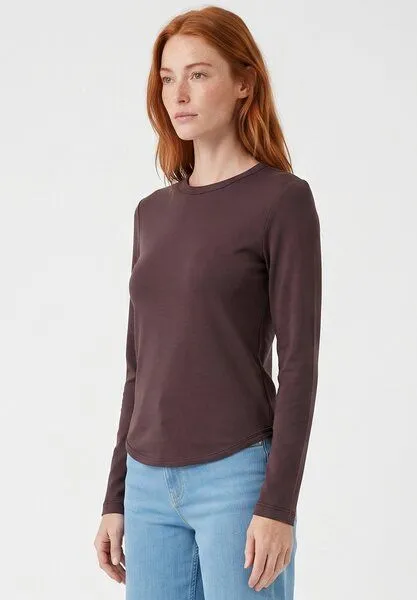 ORGANICATION ORGANICATION Slim-Fit-Longsleeve aus Bio-Baumwolle, Cocoa powder, – Produktbild 3 von 4