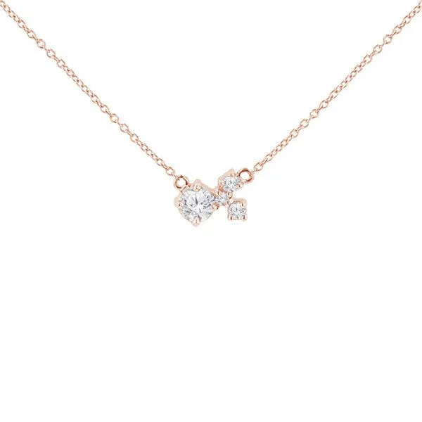 Eppi Eppi Silberne Cluster Kette mit Moissanit und Lab Grown Diamanten Millie, Rosa, – Produktbild 1 von 3