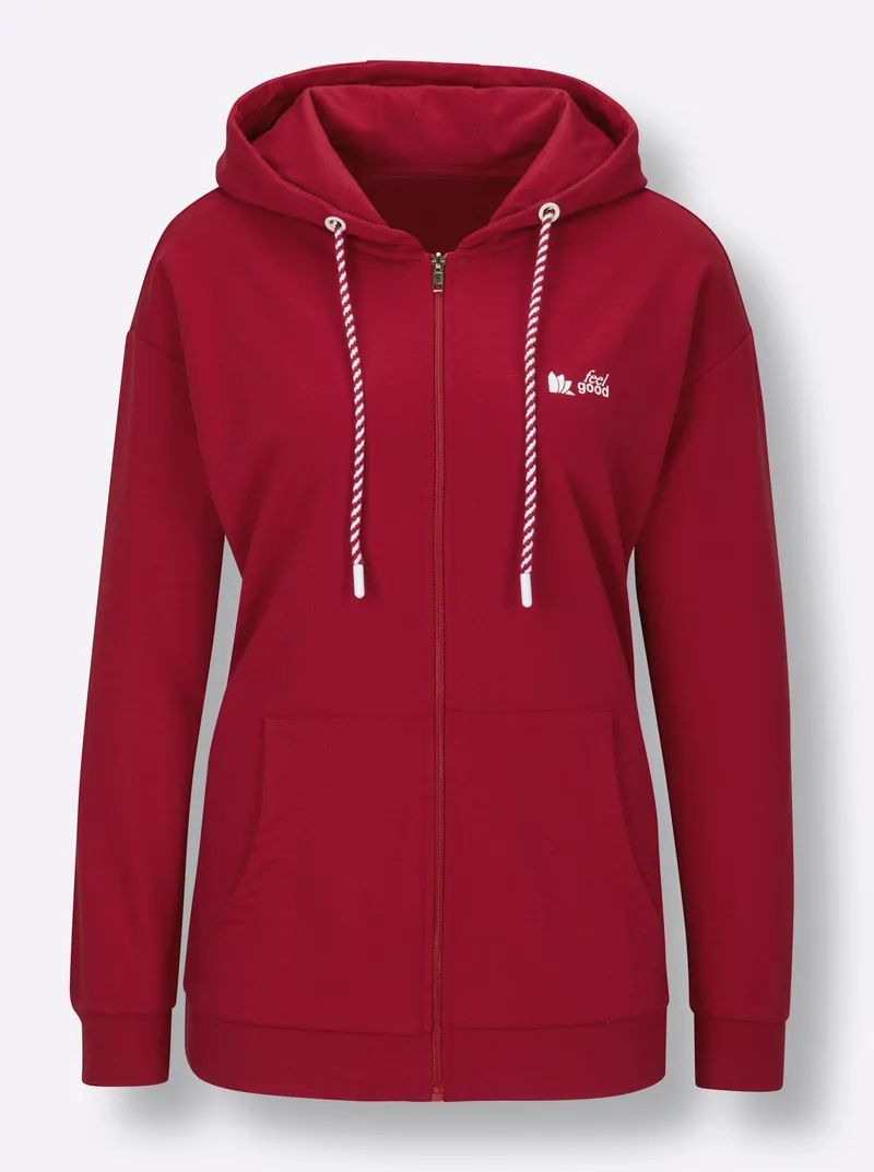 feel good Sweatjacke, Kirsche-weiß, – Produktbild 1 von 2