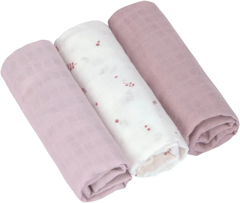 Lässig Lässig Stoffwindeln Swaddle & Burp Blanket, L, Berries (Set, 3-St), Rosa, – Produktbild 1 von 4