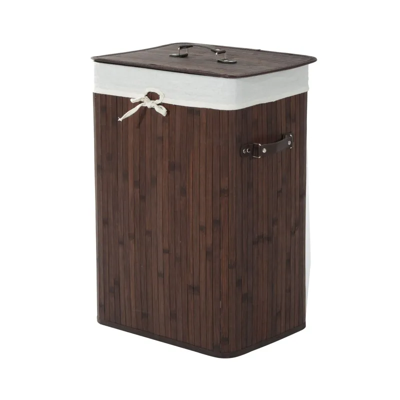HOMCOM HOMCOM Wäschekorb, Wäschebox, Wäschesammler mit Deckel, faltbar, 72L, Dunkelbraun, – Produktbild 1 von 1