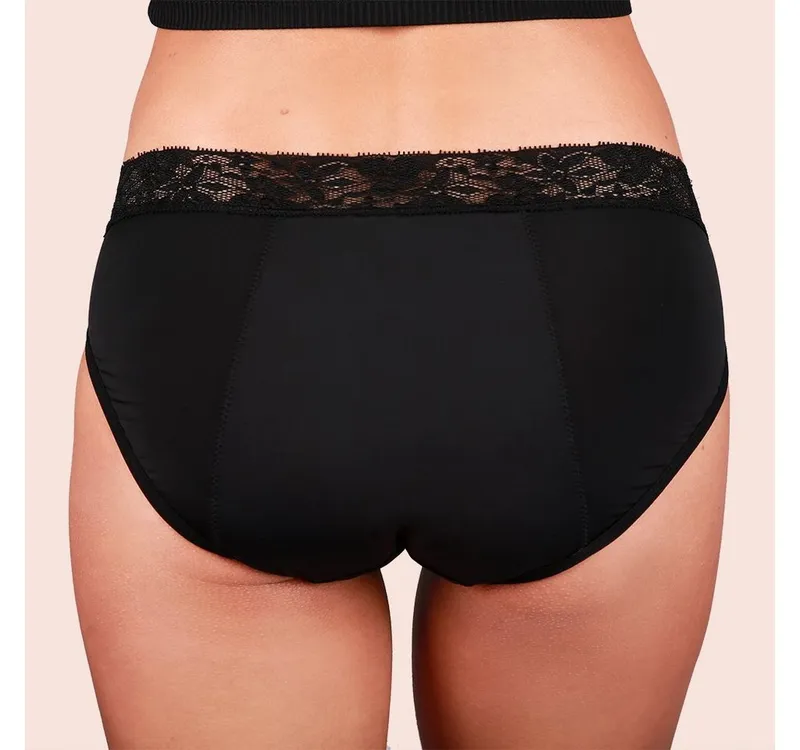 Taynie Taynie Periodenslip Queen extra stark - Periodenunterwäsche starke Blutung - Damen (Spar-Set, 3-St., 3er-Pack) Auslaufsichere Periodenunterwäsche / Periodenslip aus Bio Baumwolle, Schwarz, – Produktbild 5 von 5