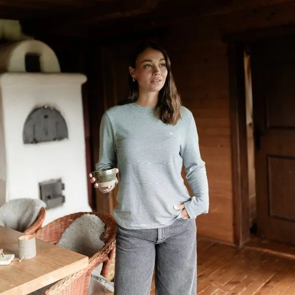 NORDLICHT NORDLICHT Gestreiftes Oversize Langarmshirt Alva, Grün, – Produktbild 3 von 4