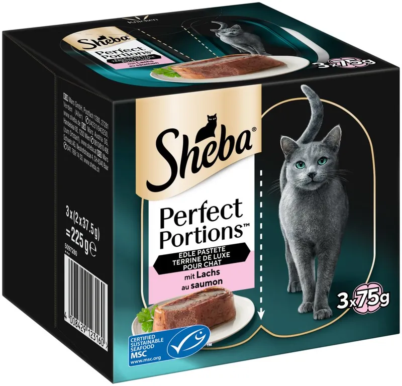 Sheba Sheba SHEBA® PERFECT PORTIONS™ Multipack mit Lachs MSC 8 x 6 x 37,5g, Nassfutter für: Katze – Produktbild 1 von 2