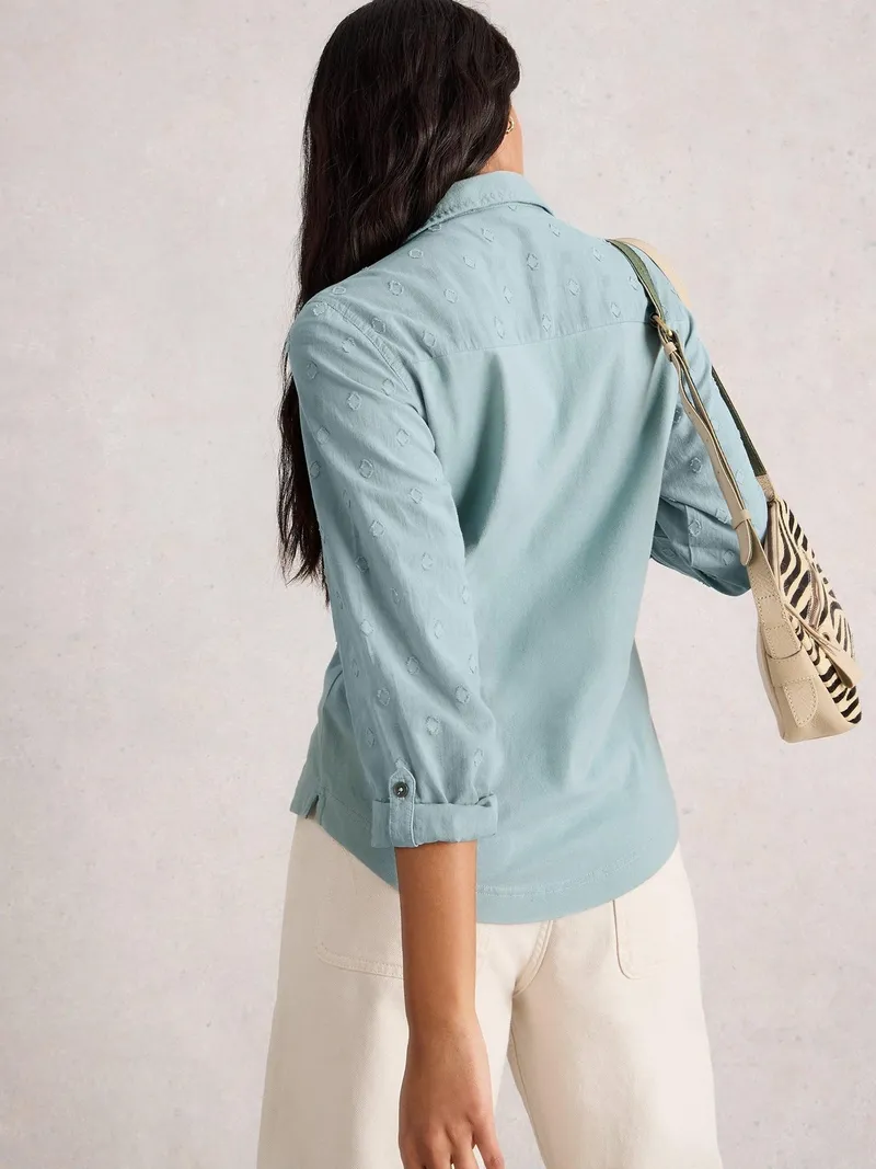 White Stuff Bluse Annie aus Material-Mix - 50, Staubgrün, – Produktbild 4 von 4