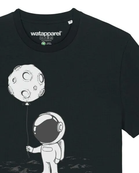 watapparel watapparel T-Shirt Unisex Kleiner Astronaut mit Luftballon, Black, – Produktbild 3 von 3