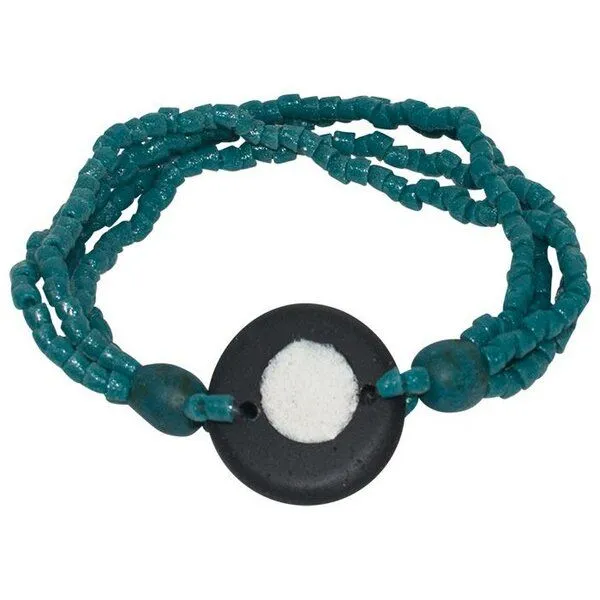 Global Mamas Karma Armband - Full-Circle Upcycling Glasschmuck - Mustard & Teal - Global Mamas, Teal (blaugrün), – Produktbild 1 von 2