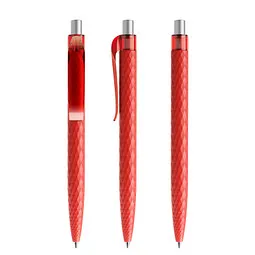 prodir prodir® Druckkugelschreiber QS01 PMT Push, blaue Mine, rot/silber satiniert, Silber / rot, – Produktbild 1 von 1