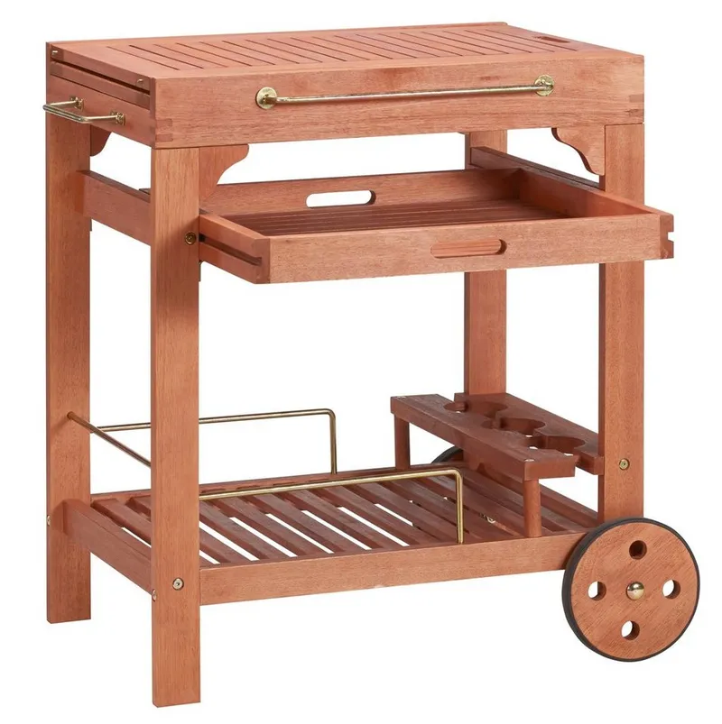 Merxx Merxx Servierwagen Multifunktion, Eukalyptusholz, 70-140x50 cm, ausziehbar, Braun, – Produktbild 2 von 5