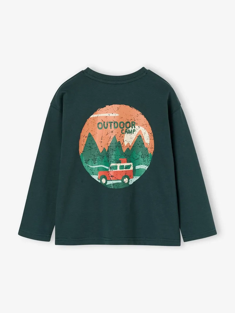 Vertbaudet Shirt Jungen Print vorn und hinten n, Tannengrün, – Produktbild 3 von 4