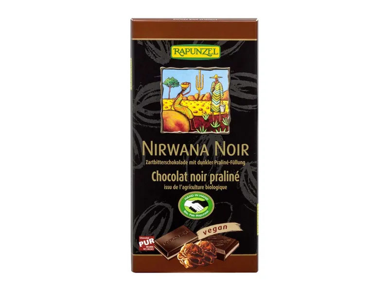 RAPUNZEL RAPUNZEL Bio-Zartbitter-Schokolade mit dunkler Praliné-Füllung "Nirwana Noir", 100 g – Produktbild 1 von 1
