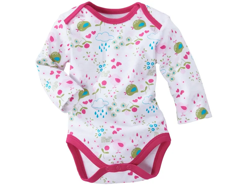 HANS NATUR Baby Langarmbody Bio-Baumwolle Birds Gr. 74/80, Mehrfarbig, – Produktbild 1 von 2