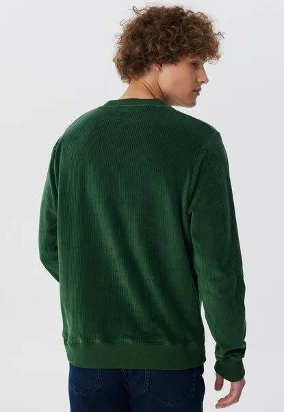 Leela Cotton Leela Cotton Herren Cord-Sweatshirt aus 100% kba-Baumwolle - Feiner Nicky Cordstoff 2232, Tannennadel, – Produktbild 3 von 4