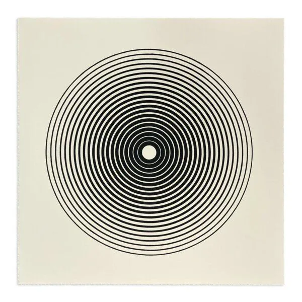 Veskor Cassiopeia Veskor Cassiopeia GONG Heilige Geometrie Linoldruck | 40 × 40 cm | Schwarz auf Creme – Produktbild 1 von 4