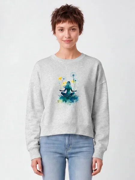watapparel watapparel Sweatshirt Frauen Yoga & Meditation, Cool heather grey, – Produktbild 2 von 2
