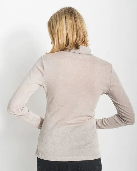 Alma & Lovis Alma & Lovis Rollkragenshirt aus Bio-Baumwoll-Jersey | Melange Rolli, Beige, – Produktbild 4 von 4