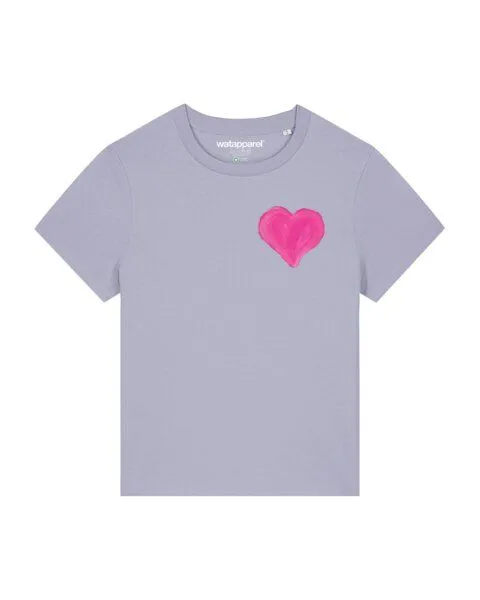 watapparel watapparel T-Shirt Frauen Pink Heart, Lavender, – Produktbild 1 von 3