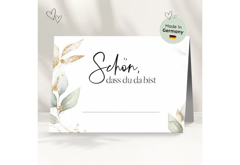 white & ivory Papierdekoration Platzkarte "schön, dass du da bist", 50 Stück, Tischkarten – Produktbild 1 von 5