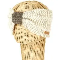 short'n'pietz short'n'pietz Schurwollstirnband zweifarbig mit Knoten, handgestrickt, Wollweiß antikbraun, – Produktbild 1 von 1