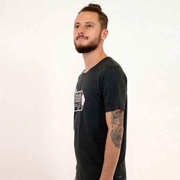 Spangeltangel Spangeltangel T-Shirt "Radio", Herren, bedruckt, Siebdruck, Bio-Baumwolle, Musik retro, Grau, – Produktbild 2 von 2