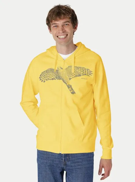 Peaces.bio - handbedruckte Biomode Peaces.bio - handbedruckte Biomode Bio Herren-Zip-Hoodie Sperber, Gelb, – Produktbild 3 von 3