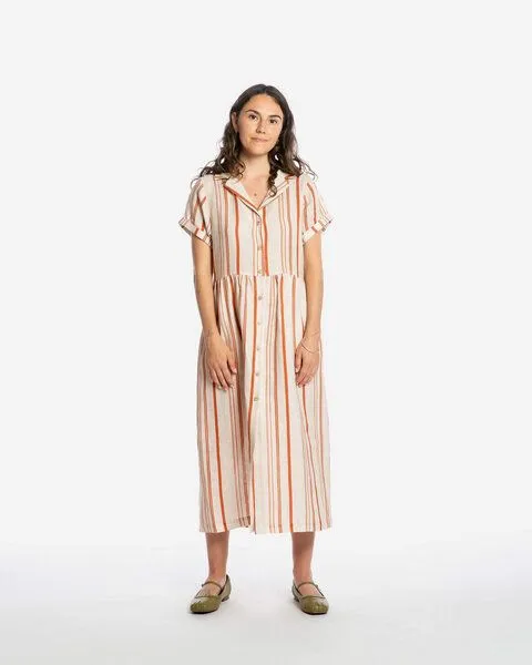 MATONA Matona Midikleid | Collared Dress | aus Leinen, Striped, – Produktbild 1 von 3