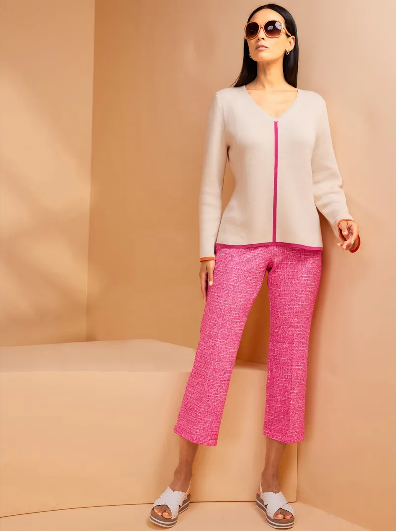 heine 7/8-Hose fuchsia-elfenbein-meliert, Fuchsia-elfenbein-meliert, – Produktbild 2 von 3
