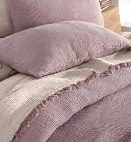 Sandiik Sandiik Musselin Wohndecke Double Face in softem Lila & Beige – Produktbild 1 von 1