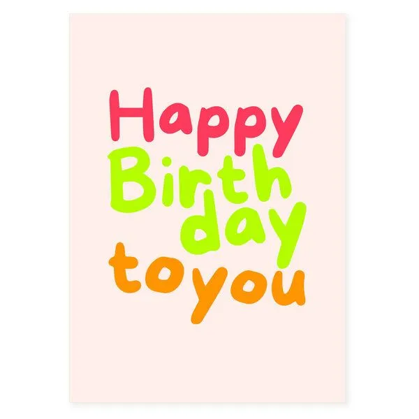 Bow & Hummingbird Bow & Hummingbird Postkarte "Happy Birthday" (Neon) aus Recyclingpapier – Produktbild 4 von 6