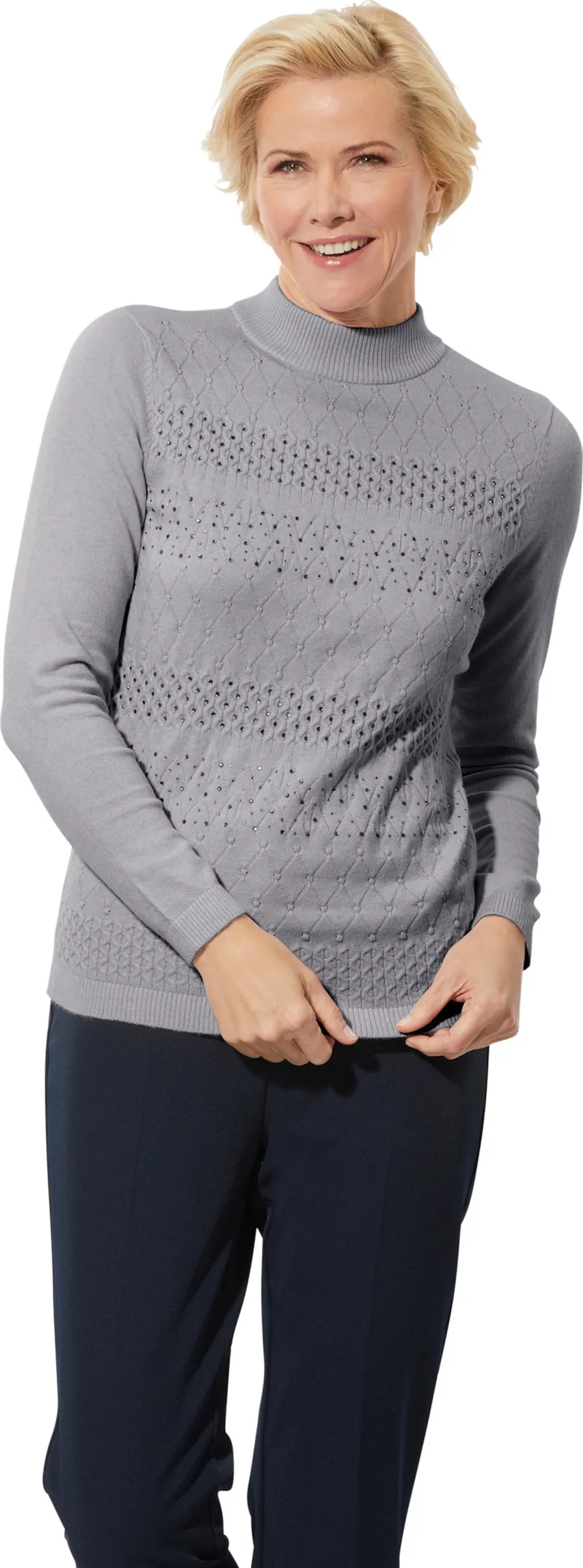 Witt Stehkragenpullover steingrau, Steingrau, – Produktbild 2 von 2