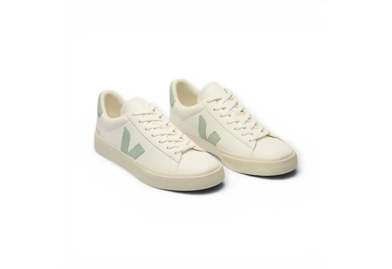 Veja Veja Campo (Leder) weiss/mintgrün Sneaker, Weiß, – Produktbild 1 von 4