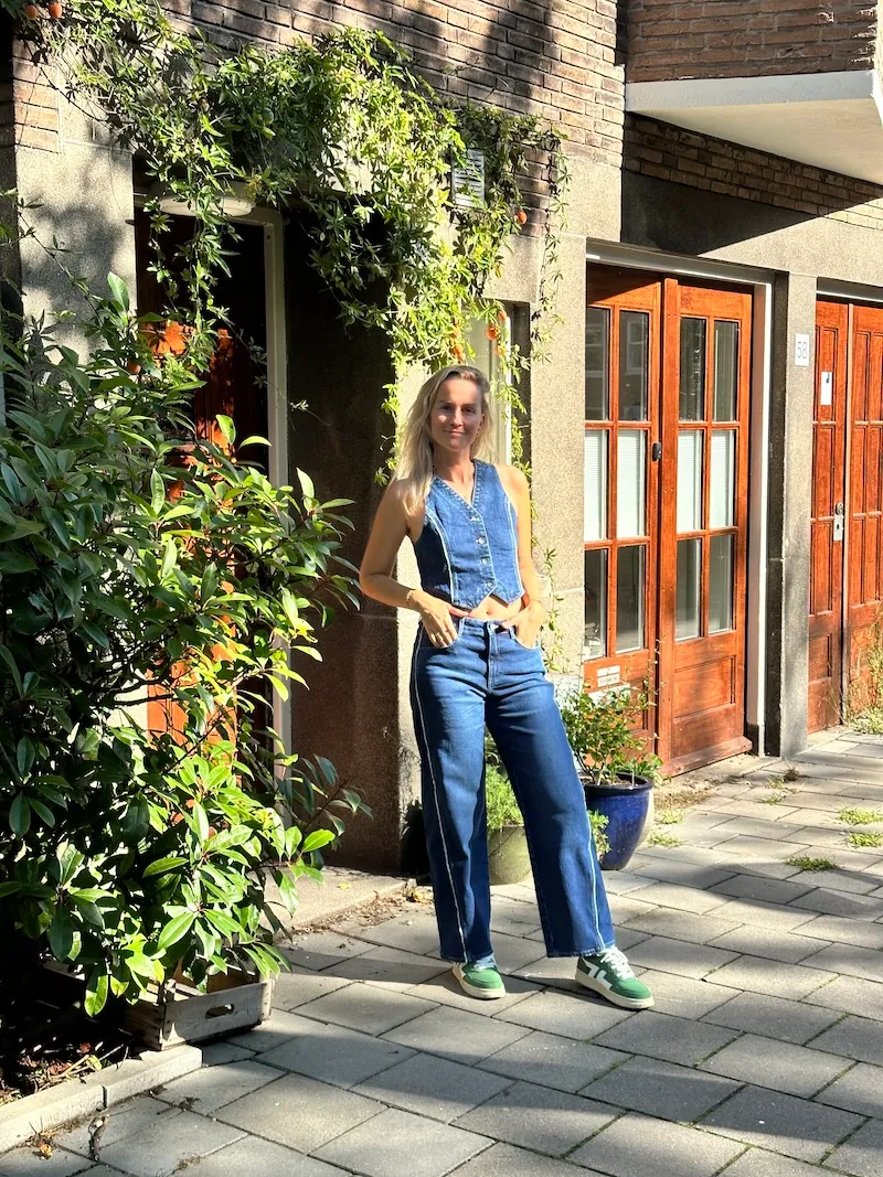 DAWN Dawn Damen vegan Weste Denim Astra Ausgefranst Dunkelblau, Dunkelblau, – Produktbild 2 von 2