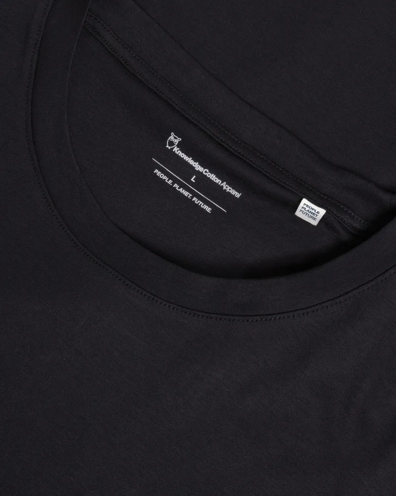 KnowledgeCotton Apparel KnowledgeCotton Apparel Herren vegan T-Shirt Merzerisiert Schwarz Jet, Schwarz, – Produktbild 2 von 2