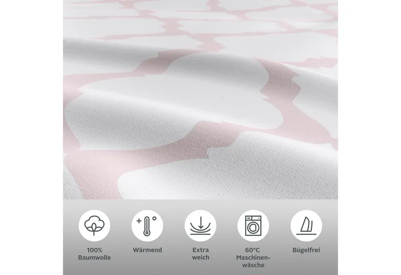 OTTO home Wendebettwäsche Alba in Gr. 135x200 oder 155x220 cm, Biber, 2 teilig, Bettwäsche mit Wendeoptik, in verschiedenen Qualitäten, Baumwolle, Rosa, – Produktbild 5 von 5