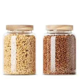 Econovo Econovo Vorratsgläser mit Holzdeckel | 1200ml (Set 2-tlg.) | Kollektion Oval – Produktbild 1 von 1