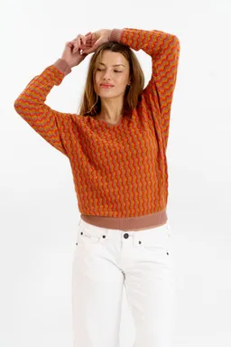 KOMODO KOMODO Damen vegan Pullover Clover Pointelle Kaffee – Produktbild 1 von 1