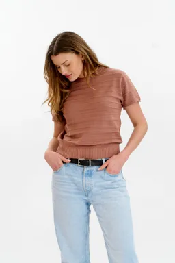 KOMODO KOMODO Damen vegan Strick-T-Shirt Posey Kaffee – Produktbild 1 von 1